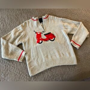 Hartstrings boys’ 1/4 zip gray red moped sweater size 8/10 100% cotton